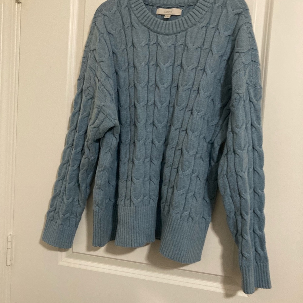LOFT Light Blue Cable Knit Sweater